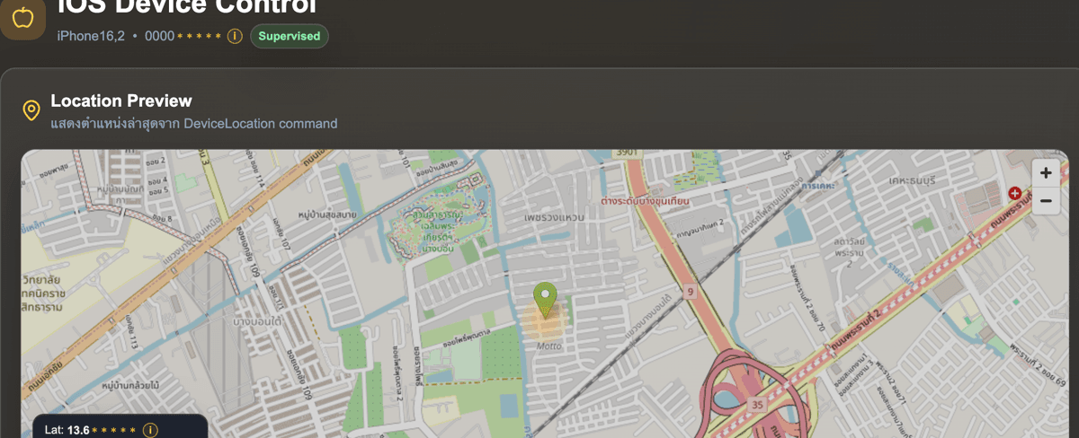 Device location preview map from DeviceLocation command with latitude, longitude and accuracy
